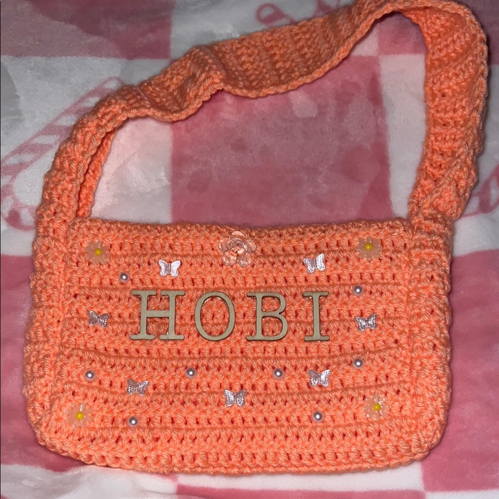 Handcrafted Orange Crochet Shoulder Bag